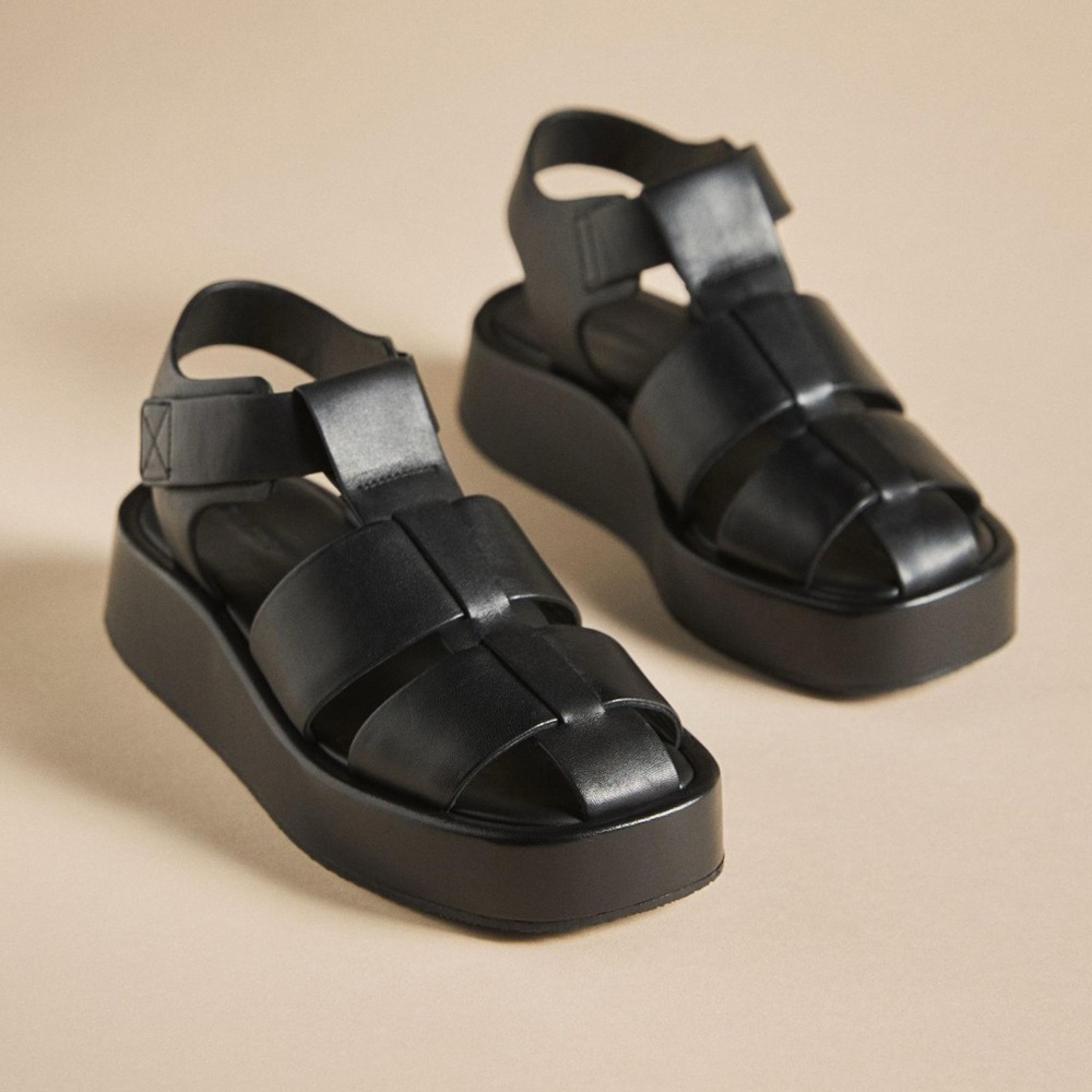 Anthropologie Black Platform Sandals